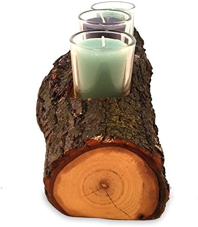 Free Shipping Wood Votive Candle Holder, Natural Cut Log Out Of Tree Wood, Reclaimed Sealed Wood Votive Holder
