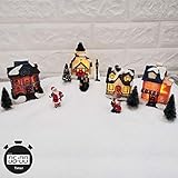 Christmas Winter Village Houses, with LED Light up, with Timer, Christmas Figurines Accessories for Villages Landscape Accessory Set