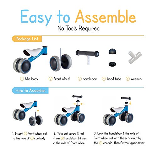 Ashtonbee Baby Balance Bike - Indoor Outdoor Blue Bicycle for Children Ages 10-24 Months