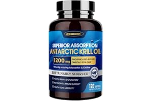 ZEBORA Krill Oil 1200 mg Omega 3 Supplement, Krill Oil Omega 3 with High Absorption EPA, DHA, Astaxanthin & Phospholipids, Supports Heart & Joint Health, No Fishy Aftertaste - 120 Softgels (60 Servings)