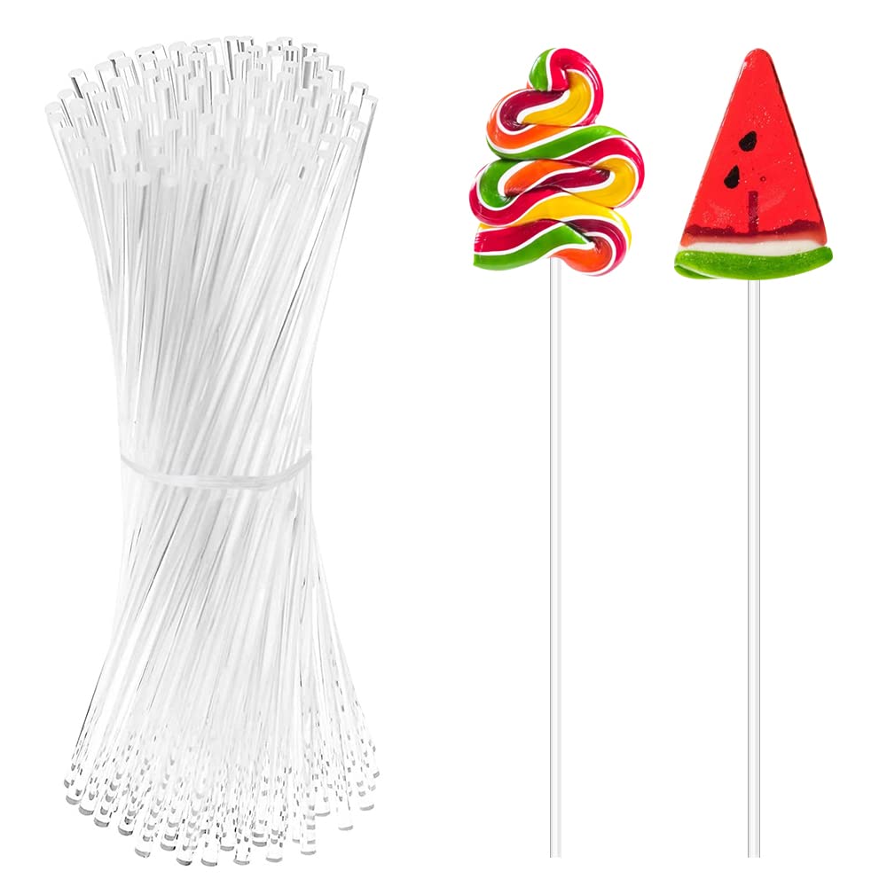 Haohai 150Pcs 15cm Clear Acrylic Lollipop Sticks, 3mm Diameter Reusable Rods for Plant Stakes, Cake Pops, Candy, Cookies