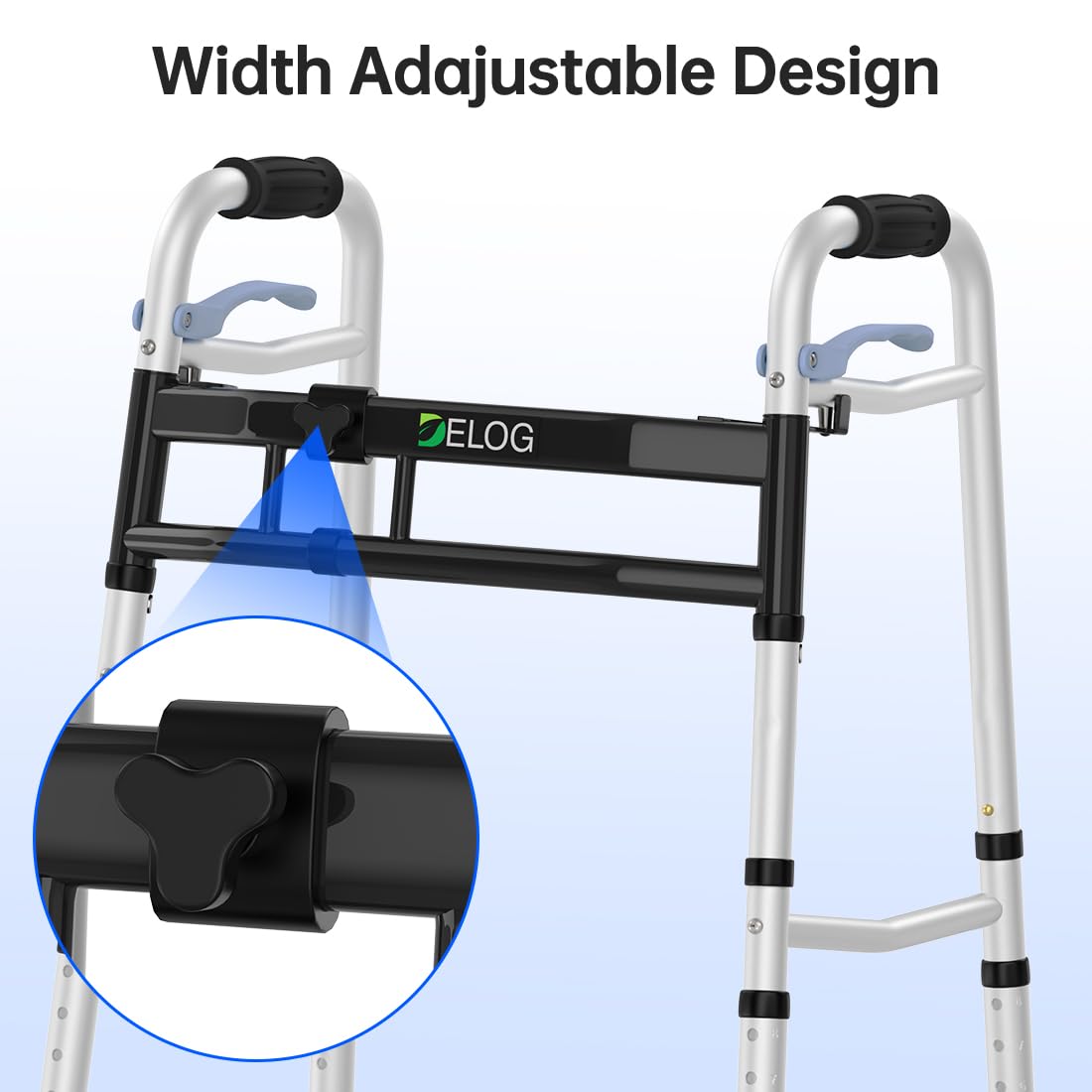 Delog Narrow Walkers for Seniors, Small Walkers for Seniors Tight Spaces Support Up to 350lbs, Standard Walkers for Seniors, Adults (Black)