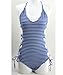 Mansy Women's High Waisted Striped Floral Pinted Swimsuit One Piece