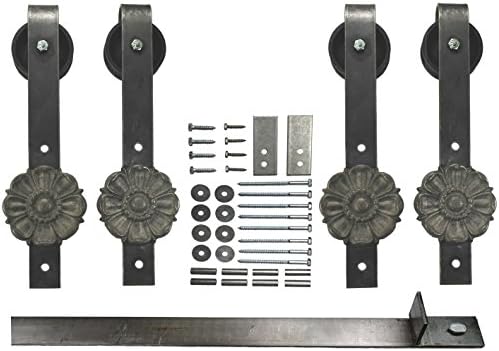 Double Sliding Barn Door Hardware Kit with - Rosette Design 10 Ft. Track Included - Made in USA