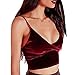 Toraway Women V-Neck Velvet Camisole Bandage Backless Tank Vest Tops Bustier Crop Top (Large, Red)