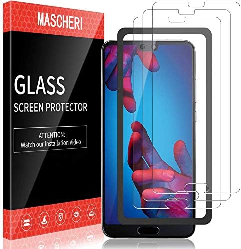 MASCHERI 3 Pack Screen Protector Compatible with Huawei P20 Tempered Glass Alignment Frame Easy Installation Screen Protective Film Transparent
