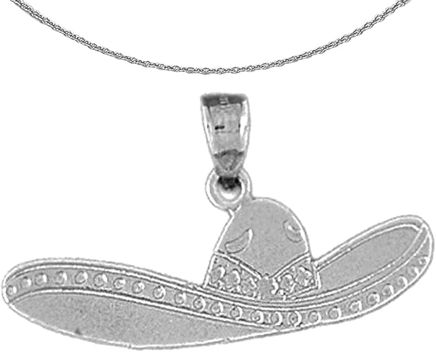 Jewels Obsession Gold Cowboy Hat Necklace 14K White Gold