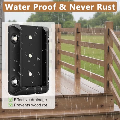 DN Mate 20 PCS Deck Railing Bracket Connectors for 2x4 (Actual 1.5”x3.5”) Wood Post to Handrail Connection, Sturdy Nylon Stair Fence Railing Connectors with Coated Wood Screws,Drill Bit