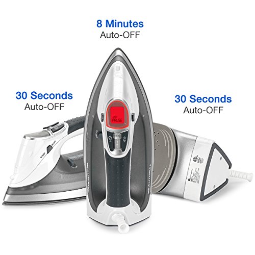 Beautural 1800 Watt Variable Temperature and Steam Iron with LCD Display, Double Ceramic Coated Soleplate, 6.2ft Power Cord and 340ML Tank-White/Grey