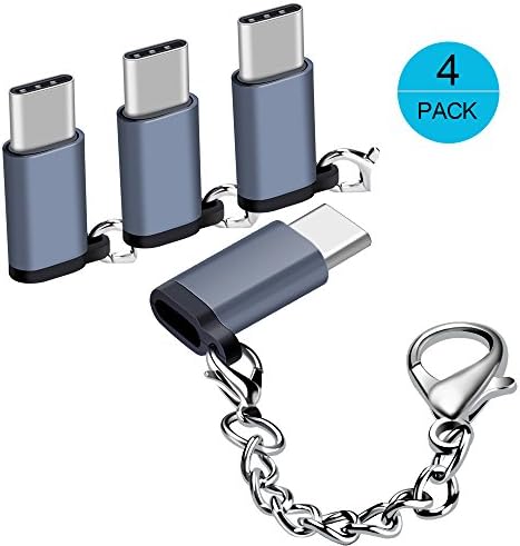 USB Type C Adapter 4 Pack, Hootek USB-C Male to Micro USB Female Connector with Keychain for Samsung Galaxy S8 S8+, Note 8, MacBook, LG G5 G6 V20 V30, Nexus 5X 6P, Pixel XL, Nintendo Switch and More