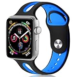 KOLEK 42mm/44mm Series 4 Band Compatible with Apple Watch 4/3/2/1 for Women/Men, M/L, Black/Blue
