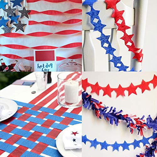 Supla 12 Pack Patriotic Crepe Paper Streamers Party Streamers Backdrop Red Blue White Crepe Paper Rolls for American 4th of July Crafts Patriotic Memorial Day Decorations Photo Booth Backdrop - Thumbnail 5