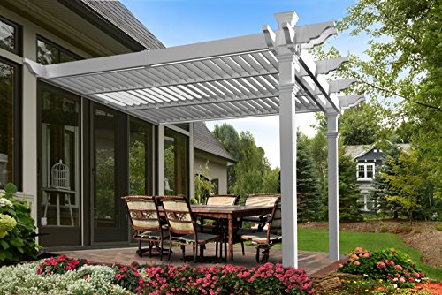 New England Arbors Elysium 12′ x 12 ‘Attached Louvered Pergola
