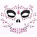 4 Pack Day Of The Dead Skull Temporary Rhinestone Face Tattoo,Face Stickers Gems Jewels for Halloween