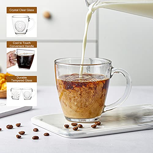CREATIVELAND Glass Coffee Mug Set of 6 Large & Heavy & Thick Tempered