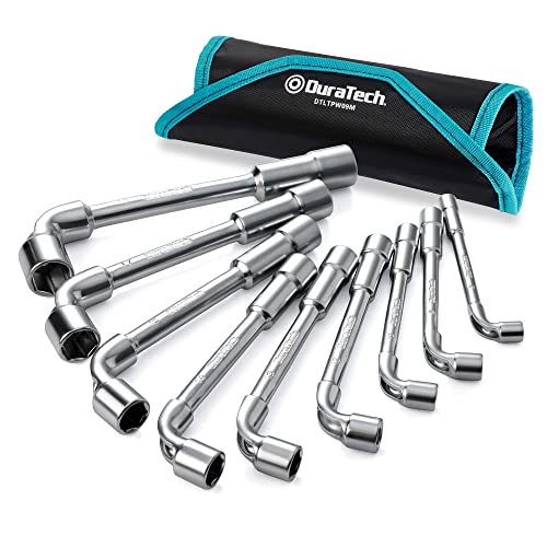 DURATECH Metric 8 9 10 12 13 14 15 17 19 mm 9 Piece Hexagonal Imprint Pipe Wrench Set Heavy Duty Durable Material with Carry Pouch