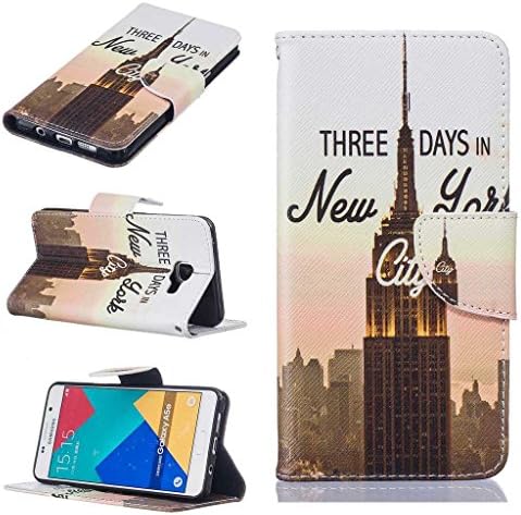 KKEIKO® Galaxy A5 2016 Case [with Free Tempered Glass Screen Protector], Leather Colorful Pattern Design Flip Wallet Case, Premium Protective Bumper Cover for Samsung Galaxy A5 2016 (Borwn)