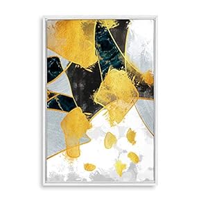 SIGNFORD Framed Canvas Home Artwork Decoration Golden Abstract...