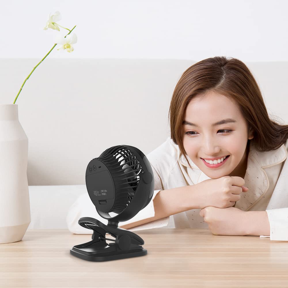 Shinebella AA Battery Powered Clip on Fan with 4-Speed, 5’’ Small Desk Fan with Aroma Function, USB Powered, 360°Rotation, Ultra Quiet, for Golf Cart, Stroller, Bedroom,Car(Batteries Not Included)