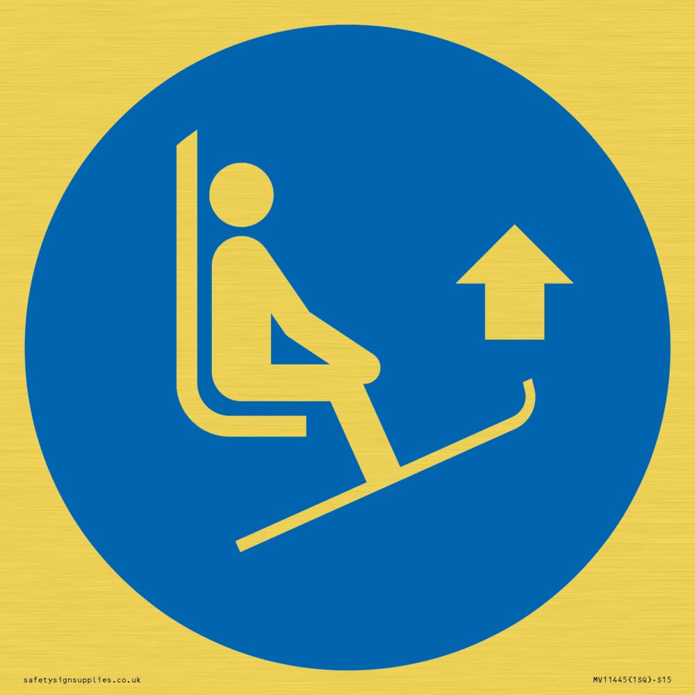 Mandatory: Lift ski tips Sign - 150x150mm - S15