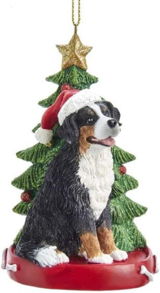 Ornaments - Bernese Mountain Dog Wearing Santa Hat with Christmas Tree Ornament E0369BM New