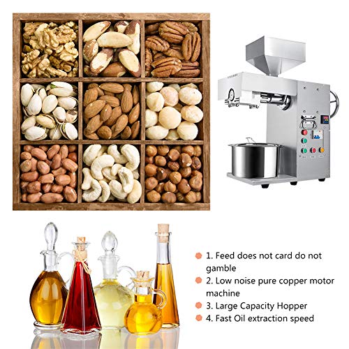 3000W Commercial Peanut Oil Press Machine Industrial Automatic Sunflower Extractor Screw Press Rapeseed Presser Oil Seed Expeller Maker for Nut Castor Coconut Pumpkin Olive Canola Sesame