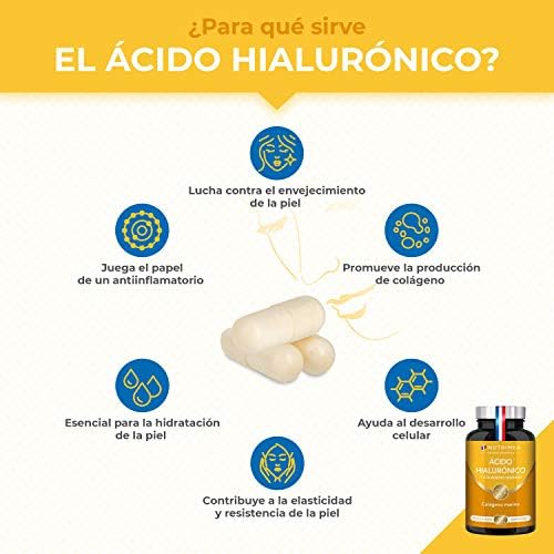 Ácido Hialurónico | Colágeno marino | 100% puro | 60 Cápsulas Veganas