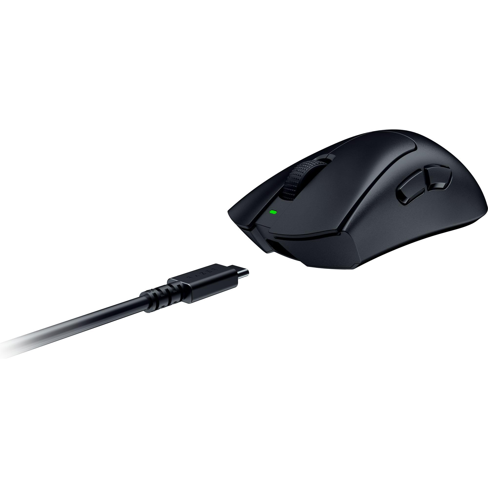 Razer DeathAdder V3 HyperSpeed - Ultra leichte kabellose ergonomische E-Sport Gaming-Maus mit 26K DPI (55g leicht, Soft-Touch-Beschichtung, 100 Stunden Laufzeit, HyperSpeed mit 8K Hz) Schwarz 8