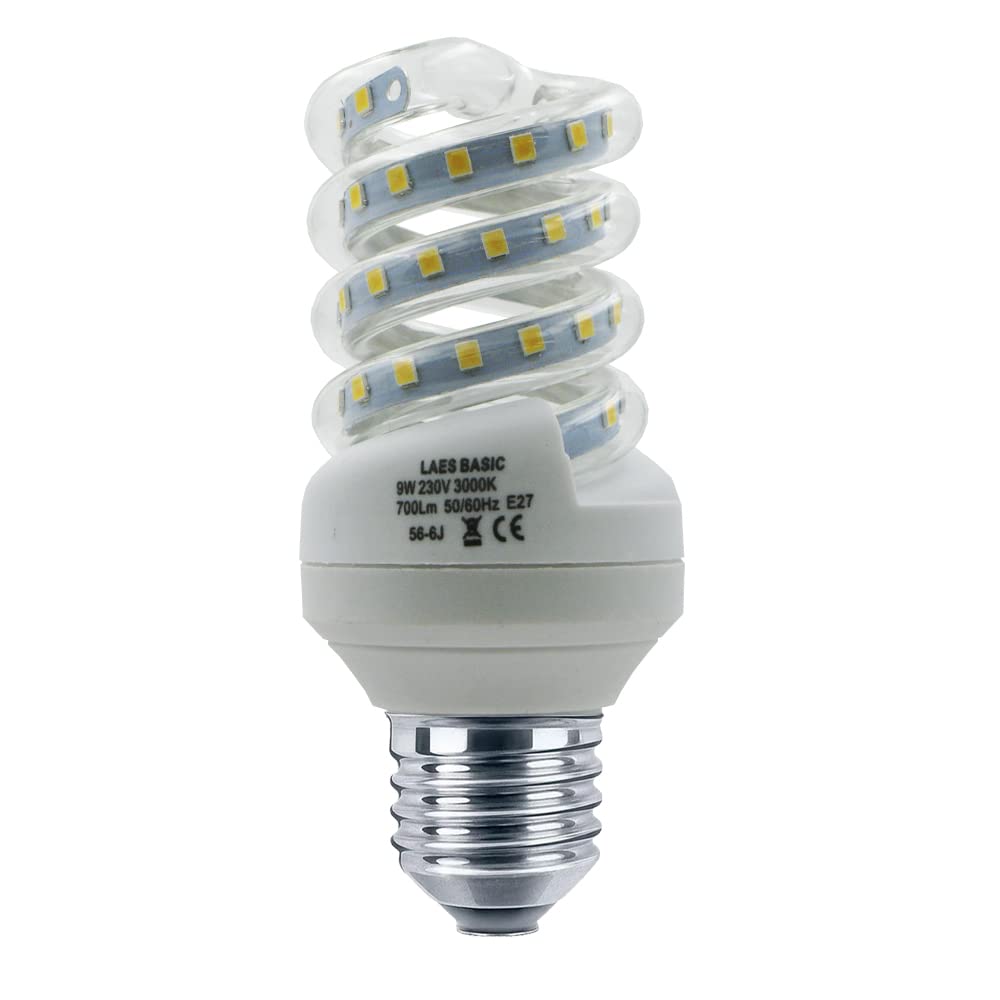 LAES Spiral E27 LED Bulb, 9 W, White, 48 x 115 mm