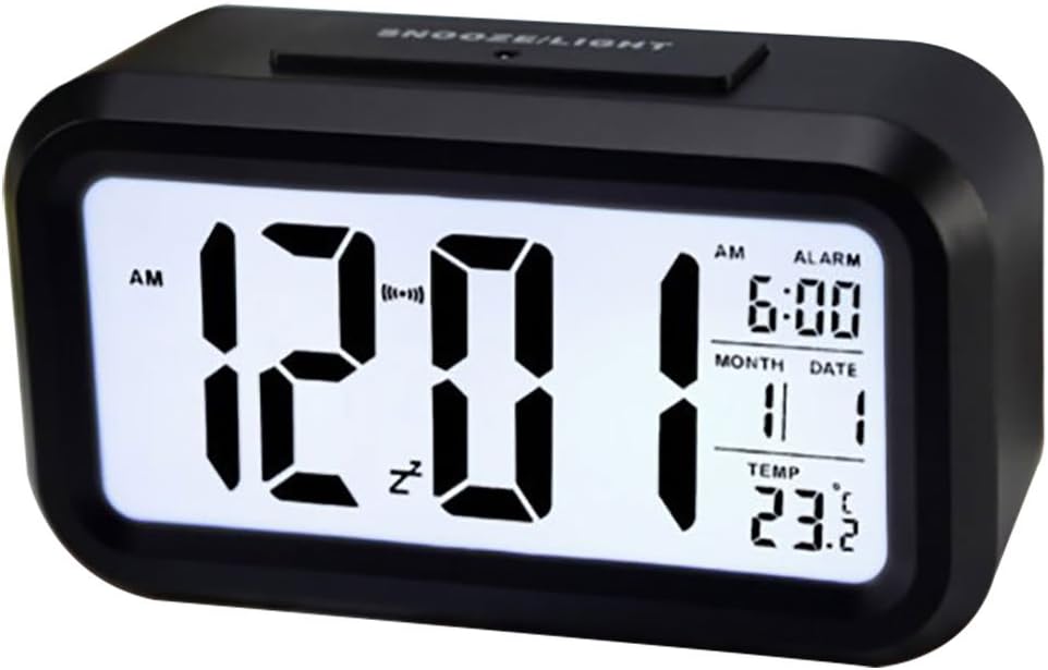 iHomeSet LCD Digital Travel Alarm Clock Multifunctional Light Activated - Portable - Battery Operated - Snooze Function/ Optional Weekday Alarm Mode/ Sensor Light