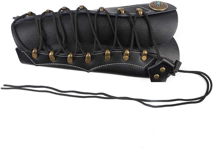 Huntingdoor Arm Guard Archery Armguards Leather Arm Protector Hunting Shooting Arrow Bow Gear, Pro Force Forearm Guard, Laces Wristband Arm Guards Gauntlet Cuff Medieval Bracers(2-Black) : Sports & Outdoors