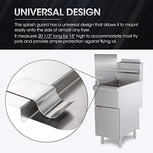 Zipcase Stainless Steel 20-1/2" W x 18" H Universal Side fryer Splash for Commercial Fryers fitting 0.5" - 1" Side, Pack of 1 - Thumbnail 3