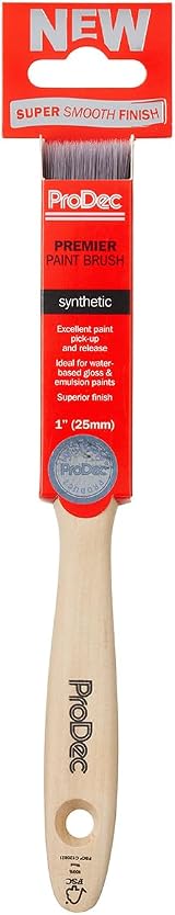ProDec 1 inch Premier Trade Synthetic Paint Brush 25mm for Emulsion Gloss Satin view 2