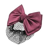 Uxcell 2 Layer Bow Barrette Hair Clip Bun Cover, Burgundy, 0.04 Pound