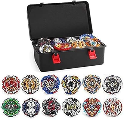 3T6B 12 Pcs Peonzas Juguetes Conjunto, Gyro Spinner con 2 Burst Turbo Launcher Set, con Estuche Portátil, Cumpleaños, Navidad Regalo, Regalo de año Nuevo para los Niños, Negro: Amazon.es: Juguetes y juegos