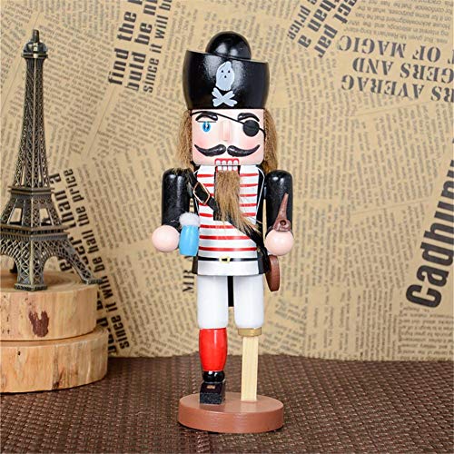 Collectible Wooden Christmas Nutcracker,25CM Puppet Decorative Ornaments Pirate Captain Naval Nutcracker Puppet Soldier Nutcracker Festive Holiday Decor - Thumbnail 2