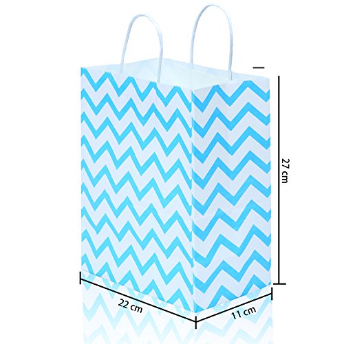 Coobey 18 Pieces Paper Bags 10.6x8.6x4.3 Inches Kraft Tote Bag Gift Bag with Handle for Birthday Tea Party Wedding and Kids Party Celebrations, 6 Colors