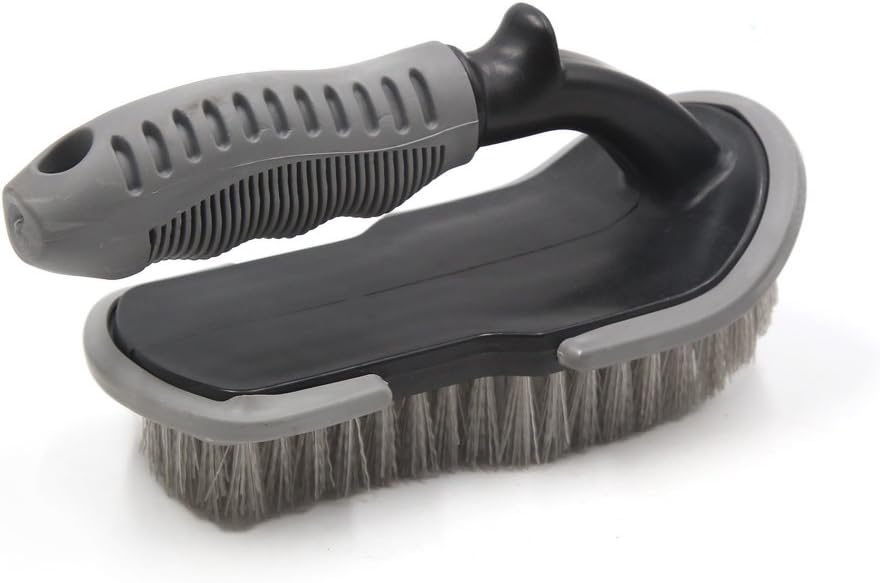 sourcingmap Plastic Handle Carpet Mat Chair Scrubbing Cleaning Brush for Home Car, Black, Gray, 19 x 9 x 8 cm