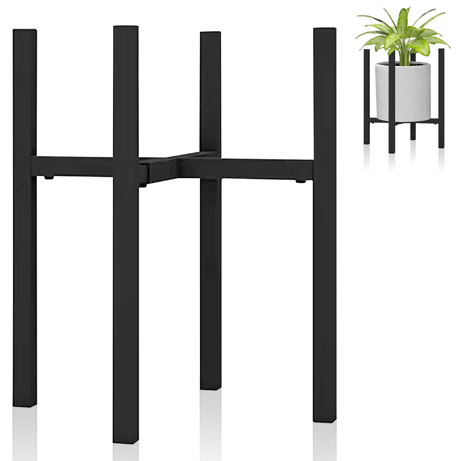 Lighterday Adjustable Metal Plant Stand,Plant Shelves Plant Stands Indoor Black Plant Pot Stand Flower Stand Black Plant Shelf Corner Plant Stand for Home Garden Indoor Outdoor Decoration (Square)