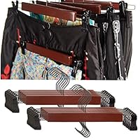 Tidy Living (12 Pack Wood Hangers with Clips Wooden Hangers Cherry Clothes Pants Hanger for Closet