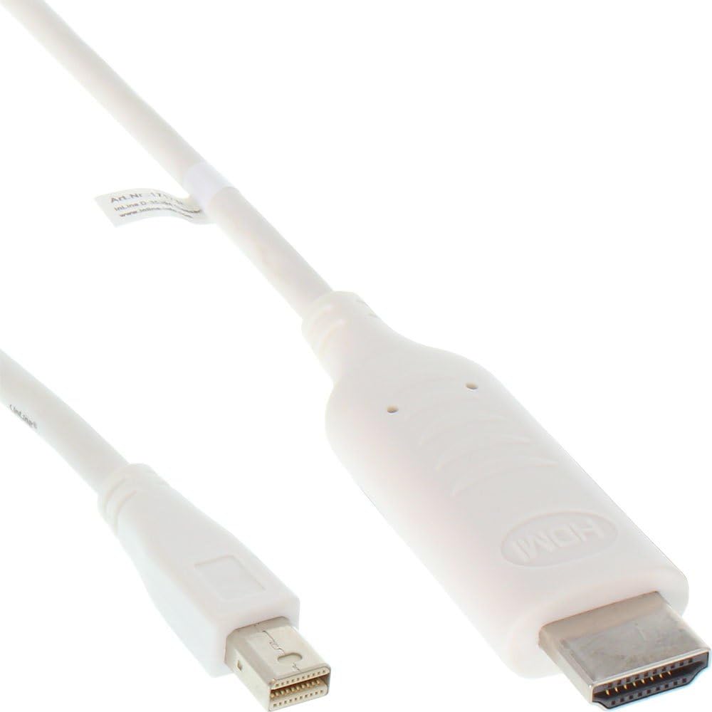 InLine 17174I Mini DisplayPort to HDMI Converter Cable 4K2K with Audio White 0.5m, 0.5 Meters