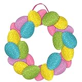Amscan Egg-Stra Special Easter Egg Wreath Sign Party Decoration (1 Piece), Multicolor, 14 1/2