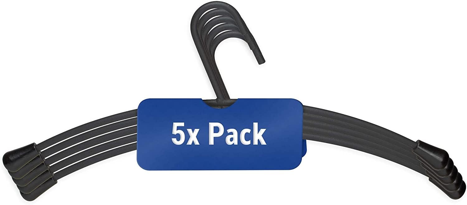 MAUL Metal Clothes Hangers, Modern Steel Hangers in Elegant Design, Sturdy and Durable Hangers for Jackets, Shirts and Trousers, Black, Set of 5