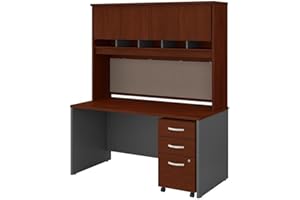 Bush Business Furniture Series C 60W x 30D Office Desk with Hutch and Mobile File Cabinet in Hansen Cherry
