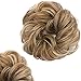 Scrunchy Updo Hair Bun Clip Messy Donut Chignons Synthetic Wavy Straight Hairpiece Hair Extension (light ash brown & bleach blonde, 1PC)
