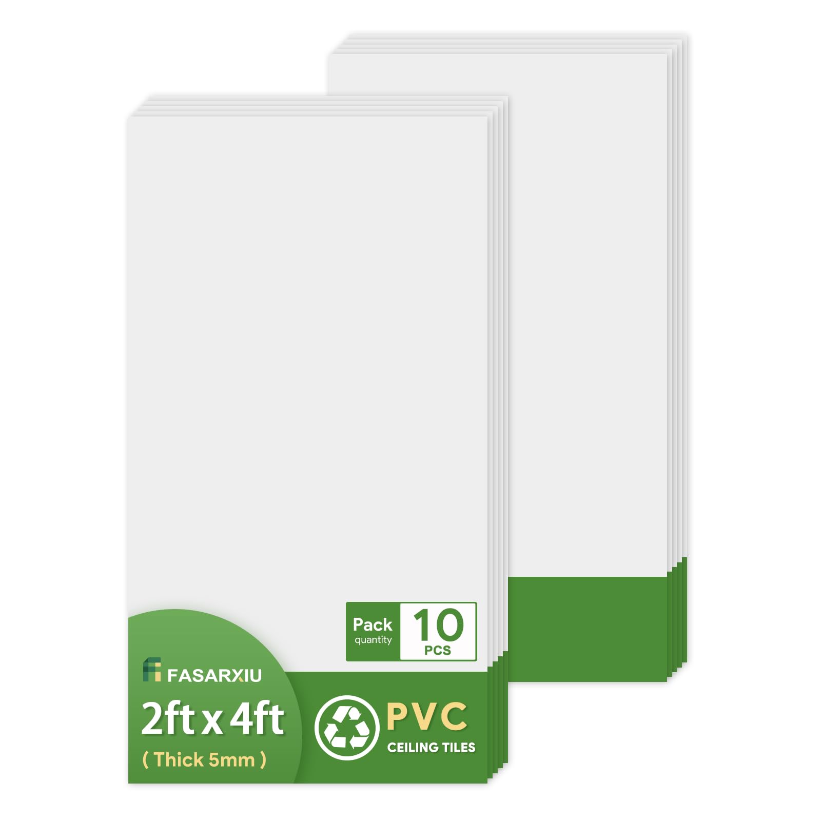 Photo 1 of Fasarxiu 24"x48" Smooth Drop Ceiling Tiles Waterproof High-Grade PVC Ceiling Tiles 2x4 Fire-Rated - Easy Drop-in Installation - Case of 10 (80 sq. ft.)