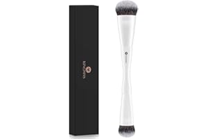 KINGMAS Oval Concealer Brush, Double-ended Kabuki Makeup Brush, Medium Concealer Brush and Small Contour Brush for Beauty Liquid, Cream, Powder, Blending Buffing Face Makeup Tools
