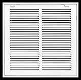 14" X 14 Steel Return Air Filter Grille for 1" Filter - Removable Face/Door - HVAC DUCT COVER - Flat Stamped Face - White [Outer Dimensions: 16.5"w X 16.5"h]