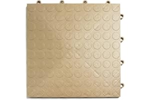 Big Floors GarageDeck Coin Pattern, Durable Copolymer Interlocking Modular Non-Slip Garage Flooring Tile (Beige, 48 Pack of 12 x 12" Tiles)
