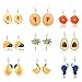 VEINTI+1 Trendy Statement Creative Funny Lifelike Fruits Orange Tomato Watermelon earrings Acrylic Earrings for Women (9pairs)